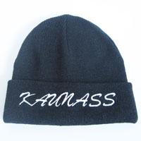acrylic hat with word embroidery