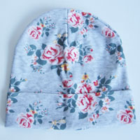 grey flower printed hat