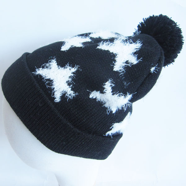 feather yarn jacquard hat
