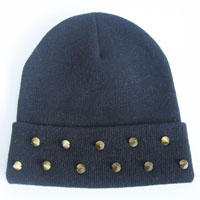 black acrylic hat with rivet