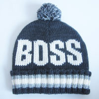 acrylic jacquard beanie with pom pom