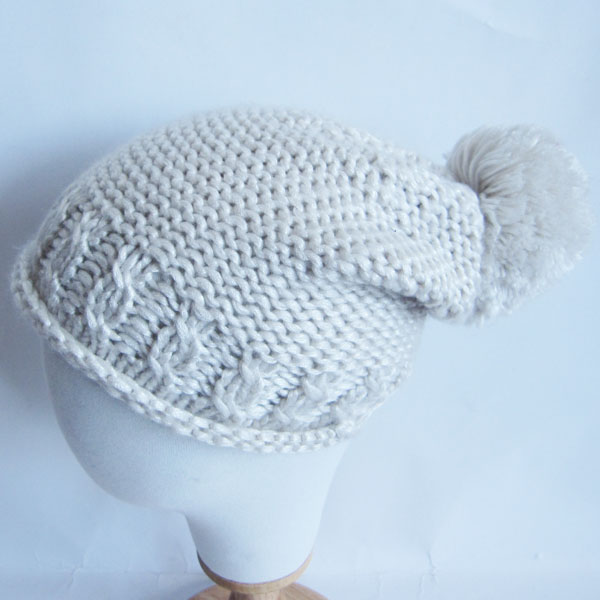 air yarn hat with pompom