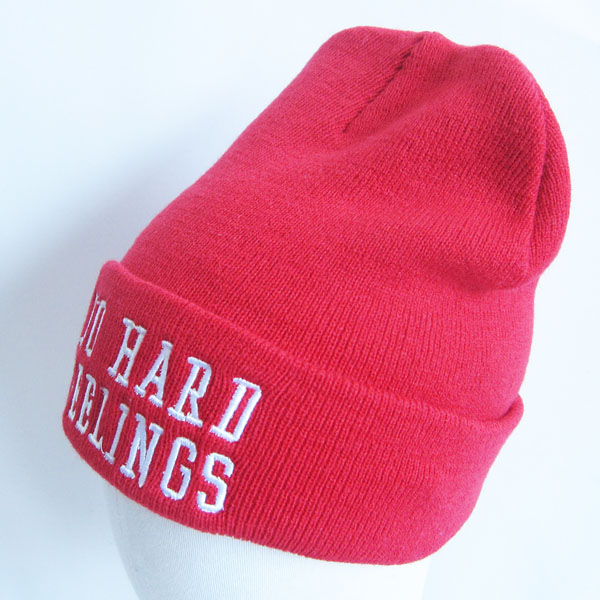 acrylic hat with word embroidery