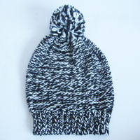 multi chunky acrylic hat with pom pom