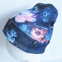purple flower printed hat