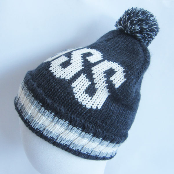 acrylic jacquard beanie with pom pom