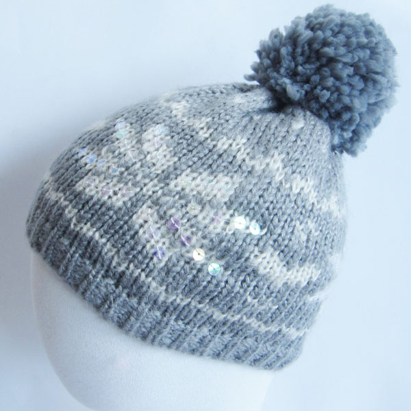 acrylic jacquard hat with sequin
