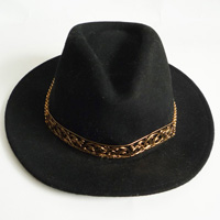 hat with metal band