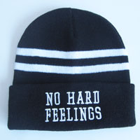 acrylic stripe hat with word embroidery