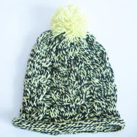 multi chunky acrylic hat with pom pom