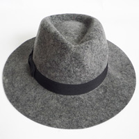 grey hat with bow band