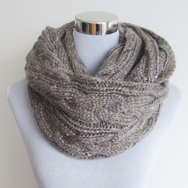 mohair acrylic cable snood with sequin