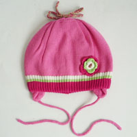 cotton hat with knitting flower