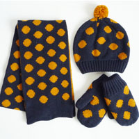 jacquard scarf/hat/mitten set