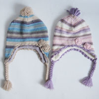 girl's trapper hat with flower