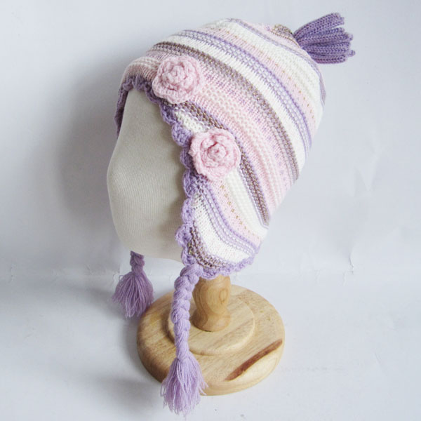 girl's trapper hat with flower