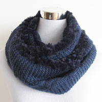 mohair acrylic cable snood with fake fur