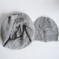 feather yarn snood and hat set