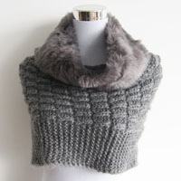 mohair acrylic snood with fake fur
