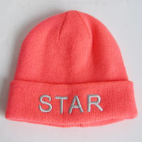 acrylic hat with word embroidery