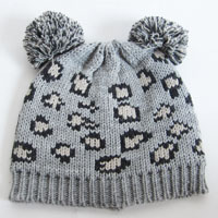 acrylic jacquard hat with two pompom