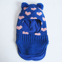 jacquard hat with two pompom