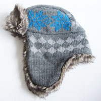 men's acrylic jacquard trapper with fake fur