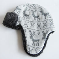 men's jacquard trapper with fake fur