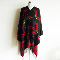 red jacquard cape