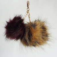 fake fur balls key ring