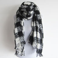 acrylic boucle yarn check scarf