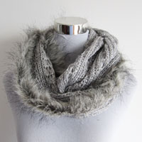 mohair acrylic snood with fake fur